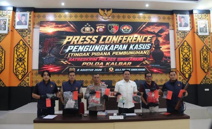 Satreskrim Polres Singkawang Gelar Press Conference Pengungkapan Kasus Pembunuhan Berencana